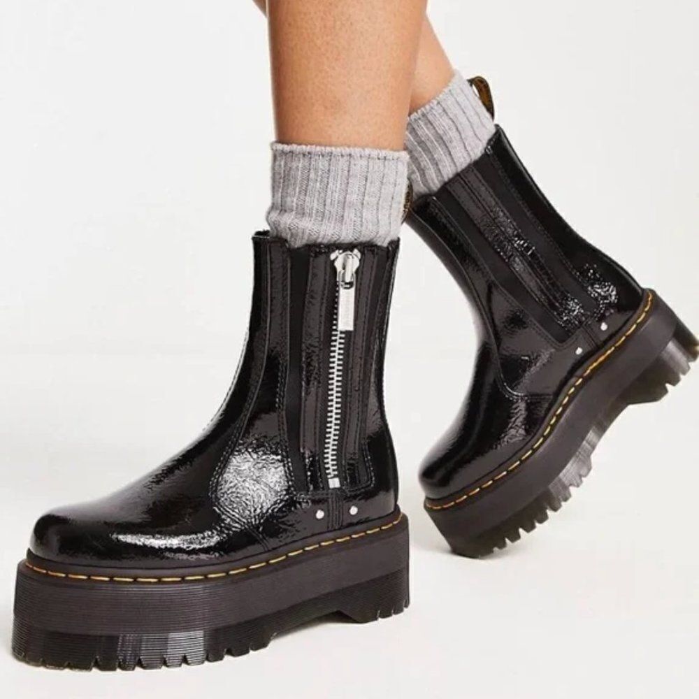 Dr. Martens Black Patent Ankle Boots
